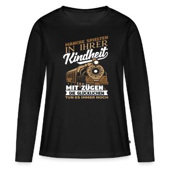 Eisenbahn - Frauen Premium Bio Langarmshirt - Schwarz - Vorne - Julia (174cm)