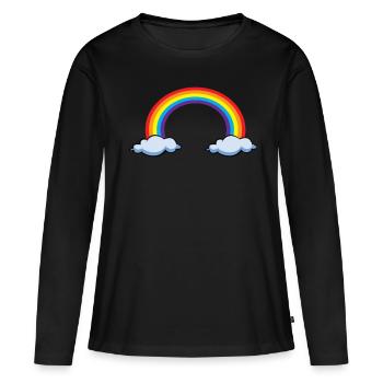 Arc-en-ciel avec nuages | arc en ciel - T-shirt manches longues Premium bio Femme - noir - Devant - Julia (174cm)