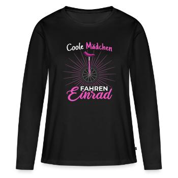 Les filles cool conduisent monocycle - T-shirt manches longues Premium bio Femme - noir - Devant - Julia (174cm)