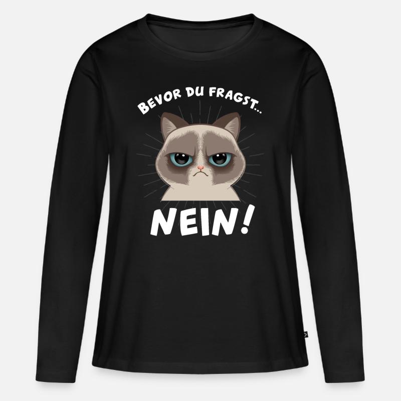 mürrische Katze - Frauen Premium Bio Langarmshirt - Schwarz