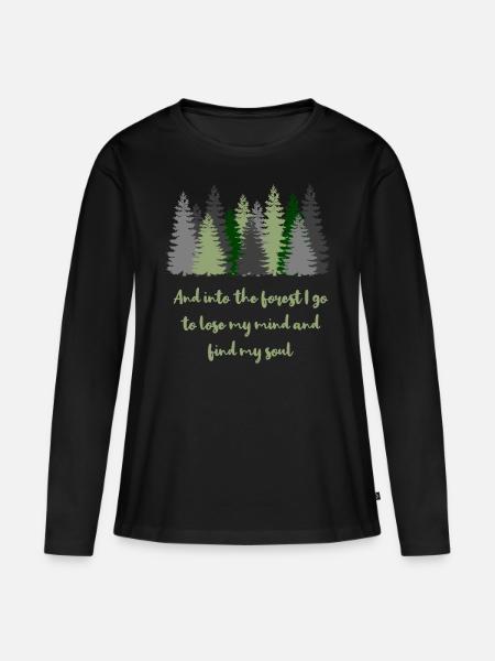 Wald Spruch Wanderer Förster - Frauen Premium Bio Langarmshirt - Schwarz