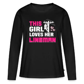 Cette fille aime son industrie d'électricien Lineman - T-shirt manches longues Premium bio Femme - noir - Devant - Julia (174cm)