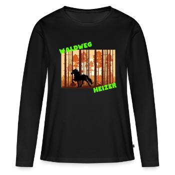 Waldweg Heizer Tölt Island Isländer Pony Pferd - Frauen Premium Bio Langarmshirt - Schwarz - Vorne - Julia (174cm)