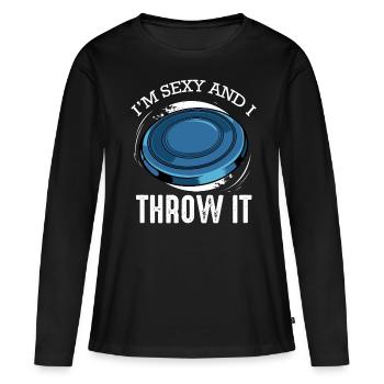 frisbee - T-shirt manches longues Premium bio Femme - noir - Devant - Julia (174cm)