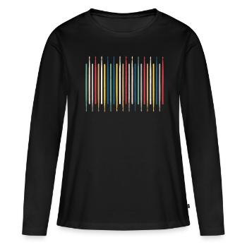 Schlagzeug Drumsticks - Frauen Premium Bio Langarmshirt - Schwarz - Vorne - Julia (174cm)