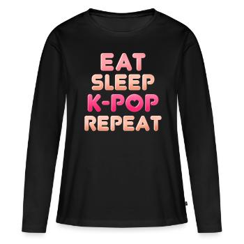 K-Pop - Frauen Premium Bio Langarmshirt - Schwarz - Vorne - Julia (174cm)