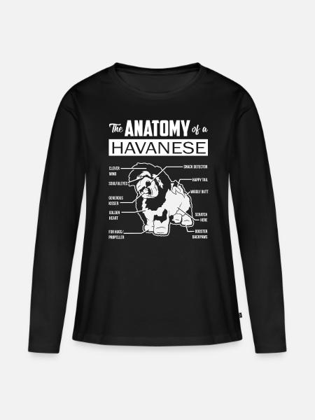 Anatomy of Havanese - Frauen Premium Bio Langarmshirt - Schwarz