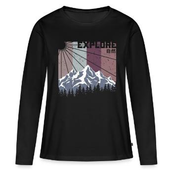 Mère nature nature être humain montagnes forêt camping - T-shirt manches longues Premium bio Femme - noir - Devant - Julia (174cm)