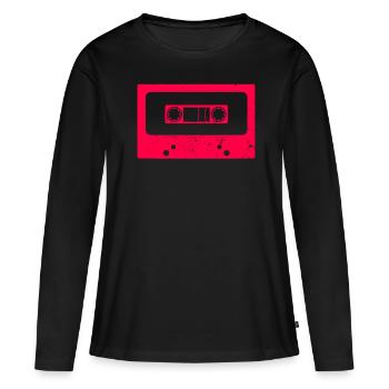 cassette - T-shirt manches longues Premium bio Femme - noir - Devant - Julia (174cm)