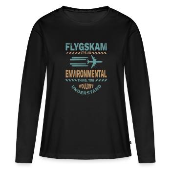 Flugscham - Flygskam - Umwelt - Geschenk - Frauen Premium Bio Langarmshirt - Schwarz - Vorne - Julia (174cm)