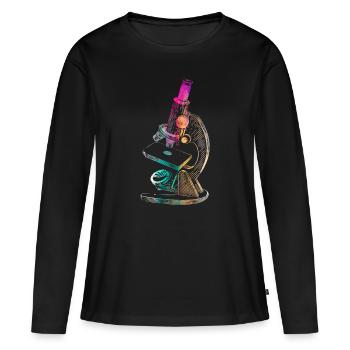 Microscope biologie science médecine recherche - T-shirt manches longues Premium bio Femme - noir - Devant - Julia (174cm)