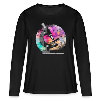 Microscope biologie science médecine recherche - T-shirt manches longues Premium bio Femme - noir - Devant - Julia (174cm)