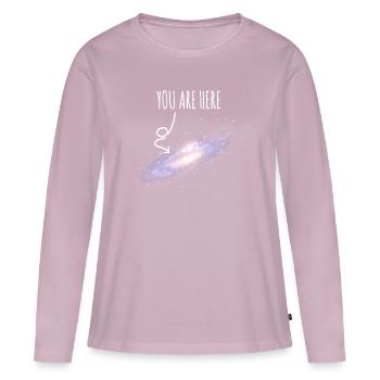 You Are Here galaxy astronomy planet universe - Women's Premium Organic Long Sleeve Shirt - dusky pink - Front - Julia (174cm)