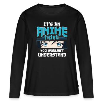 Anime - T-shirt manches longues Premium bio Femme - noir - Devant - Julia (174cm)