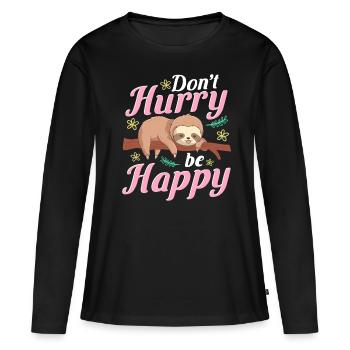 Faultier Witzig Sprichwort - Frauen Premium Bio Langarmshirt - Schwarz - Vorne - Julia (174cm)