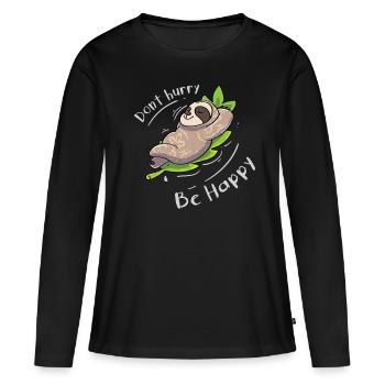Faultier Witzig Sprichwort - Frauen Premium Bio Langarmshirt - Schwarz - Vorne - Julia (174cm)