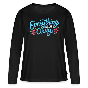 Citation inspirante - T-shirt manches longues Premium bio Femme - noir - Devant - Julia (174cm)