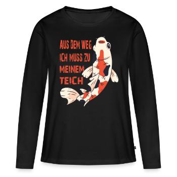Aus dem Weg ich muss zu meinem Teich - Frauen Premium Bio Langarmshirt - Schwarz - Vorne - Julia (174cm)