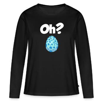 Oeuf à couver Oh? Annonce de grossesse de dinosaure - T-shirt manches longues Premium bio Femme - noir - Devant - Julia (174cm)