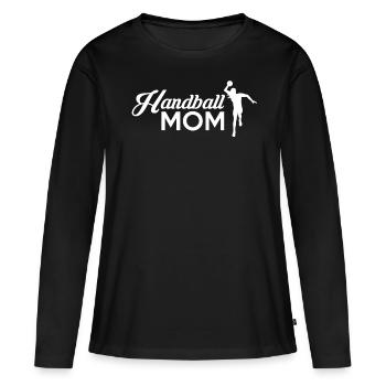 Handball Mom Mutter Mama T-Shirt Geschenk - Frauen Premium Bio Langarmshirt - Schwarz - Vorne - Julia (174cm)