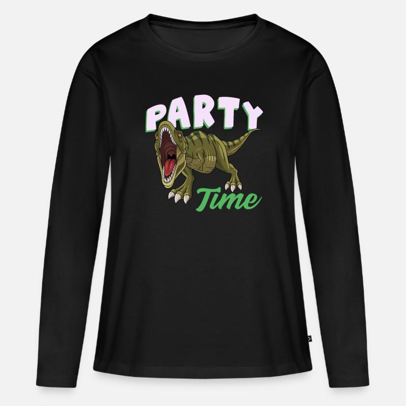 Dinosaurier - Frauen Premium Bio Langarmshirt - Schwarz