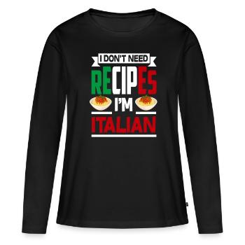 Recettes italiennes - T-shirt manches longues Premium bio Femme - noir - Devant - Julia (174cm)