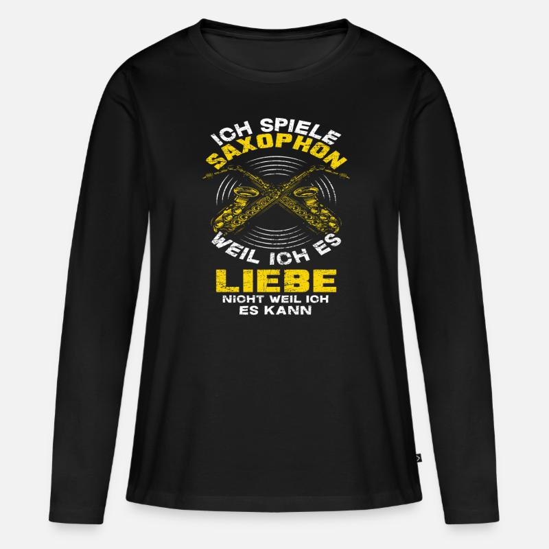 Saxophon - Frauen Premium Bio Langarmshirt - Schwarz