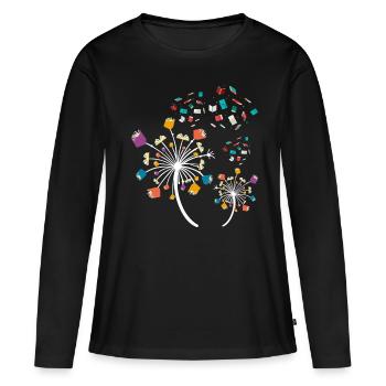 Buch Pusteblume - Frauen Premium Bio Langarmshirt - Schwarz - Vorne - Julia (174cm)