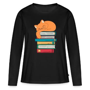Livre Minou - T-shirt manches longues Premium bio Femme - noir - Devant - Julia (174cm)