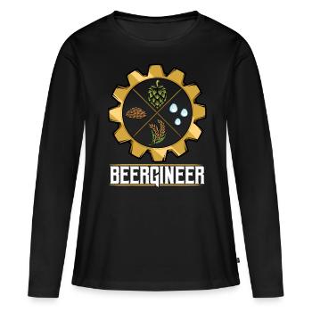 Brasser de la bière - T-shirt manches longues Premium bio Femme - noir - Devant - Julia (174cm)