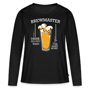 Brasser de la bière - T-shirt manches longues Premium bio Femme - noir - Devant - Julia (174cm)