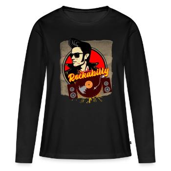 Rockabilly - T-shirt manches longues Premium bio Femme - noir - Devant - Julia (174cm)