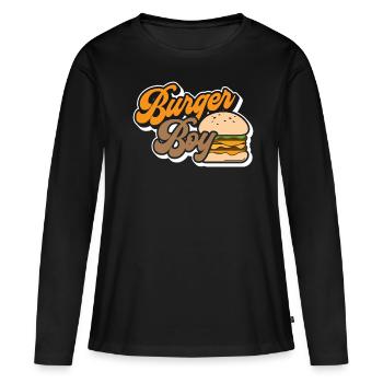 Burger - T-shirt manches longues Premium bio Femme - noir - Devant - Julia (174cm)
