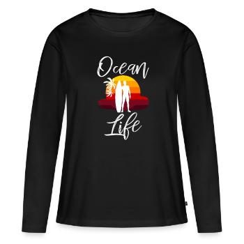 surfeur - T-shirt manches longues Premium bio Femme - noir - Devant - Julia (174cm)