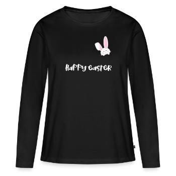 Happy Easter Happy Easter rabbit in pocket - Women's Premium Organic Long Sleeve Shirt - black - Front - Julia (174cm)