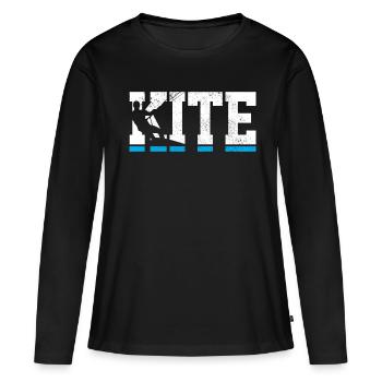 Kitesurf Kiteboard kiteboard kite Surfer cadeau - T-shirt manches longues Premium bio Femme - noir - Devant - Julia (174cm)