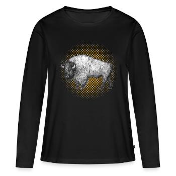 buffle - T-shirt manches longues Premium bio Femme - noir - Devant - Julia (174cm)