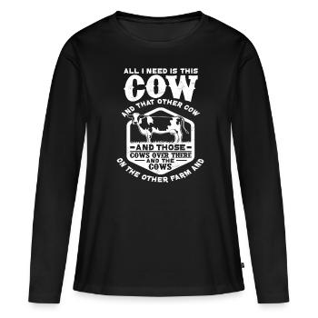 Kuh Herde - Frauen Premium Bio Langarmshirt - Schwarz - Vorne - Julia (174cm)