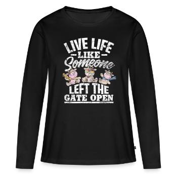 vache - T-shirt manches longues Premium bio Femme - noir - Devant - Julia (174cm)