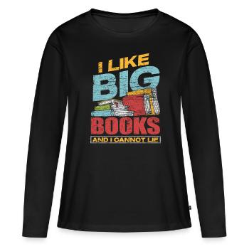 Buch Bücher - Frauen Premium Bio Langarmshirt - Schwarz - Vorne - Julia (174cm)