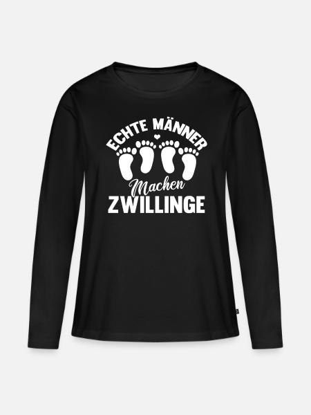 Papa von Zwillingen Vatertag Vatertagsgeschenk - Frauen Premium Bio Langarmshirt - Schwarz