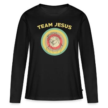 Team Jesus t-shirt cadeau vintage retro - T-shirt manches longues Premium bio Femme - noir - Devant - Julia (174cm)