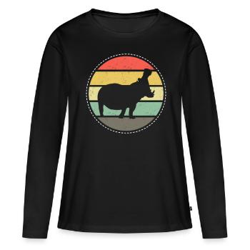 Nilpferd Afrika - Frauen Premium Bio Langarmshirt - Schwarz - Vorne - Julia (174cm)