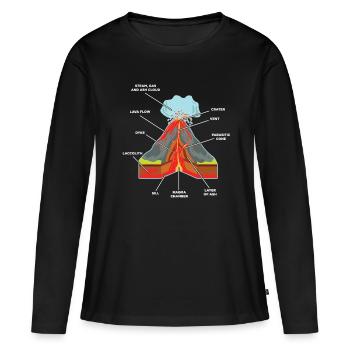 Volcan volcanique éruption géologue scientifique magma - T-shirt manches longues Premium bio Femme - noir - Devant - Julia (174cm)
