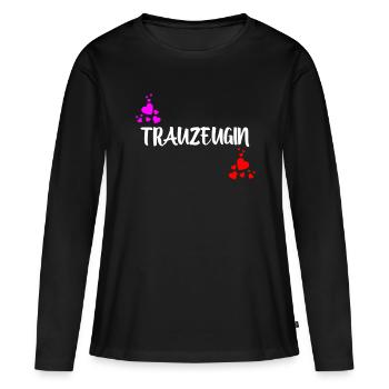 Trauzeugin - Frauen Premium Bio Langarmshirt - Schwarz - Vorne - Julia (174cm)