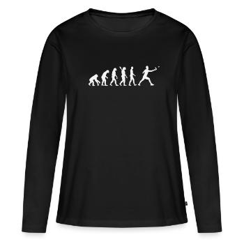 Badminton - Evolution humaine / Darwin - T-shirt manches longues Premium bio Femme - noir - Devant - Julia (174cm)