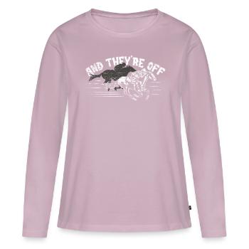 Chevaux courses de chevaux - T-shirt manches longues Premium bio Femme - rose poudré - Devant - Julia (174cm)