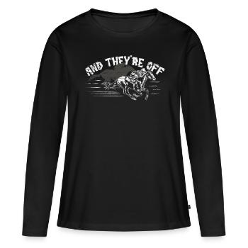 Chevaux courses de chevaux - T-shirt manches longues Premium bio Femme - noir - Devant - Julia (174cm)