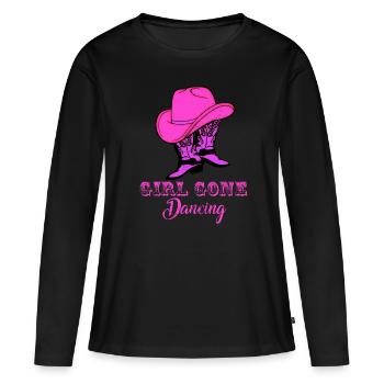 Linedance, Line dancing Boots - Frauen Premium Bio Langarmshirt - Schwarz - Vorne - Julia (174cm)