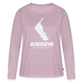 Coordonnées Amrum Mer du Nord - T-shirt manches longues Premium bio Femme - rose poudré - Devant - Julia (174cm)